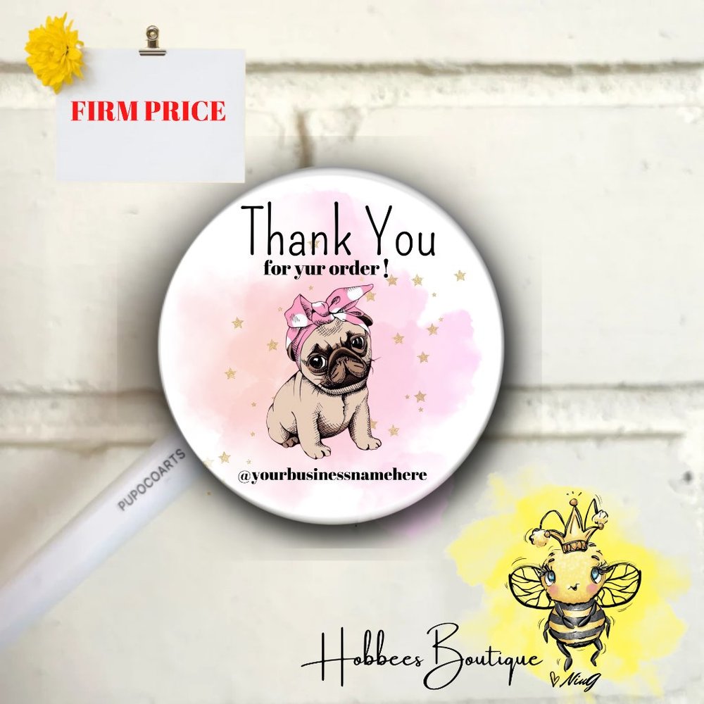 Set of 100 Count  2" Personalized Small Business Thank You  Sticker Finish Glos